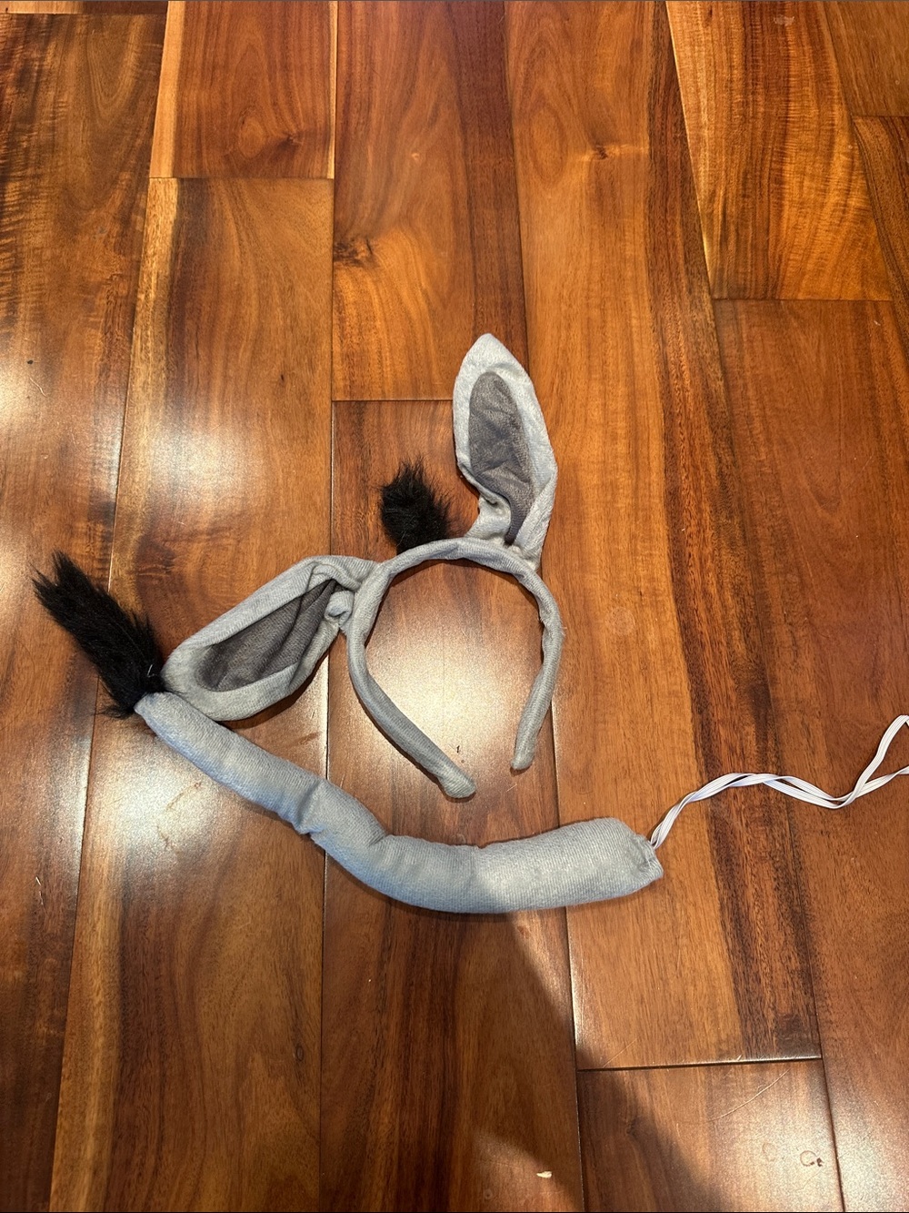 Kids Grey Donkey Ear Headband and Tail Set